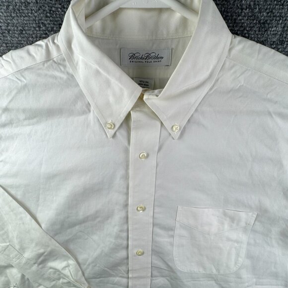 Brooks Brothers Long Sleeve Button Up Shirt 16.5 34 White Cotton Woven Non Iron - Picture 1 of 14